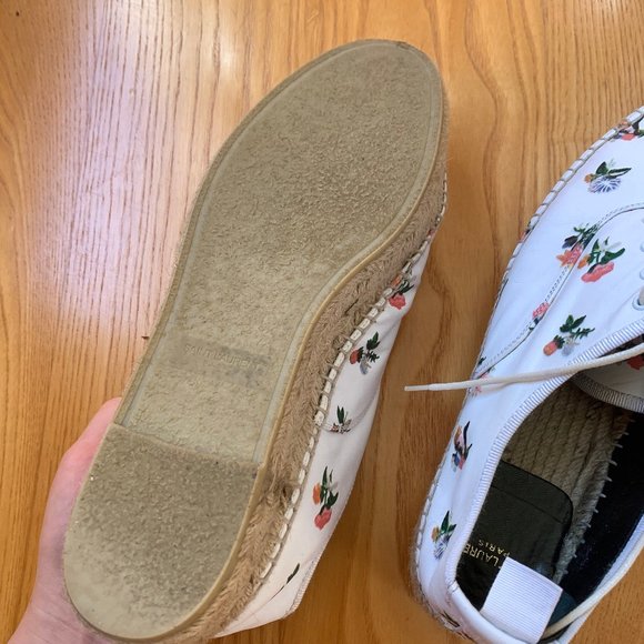 Saint Laurent Floral Print Leather Espadrilles - Picture 7 of 8